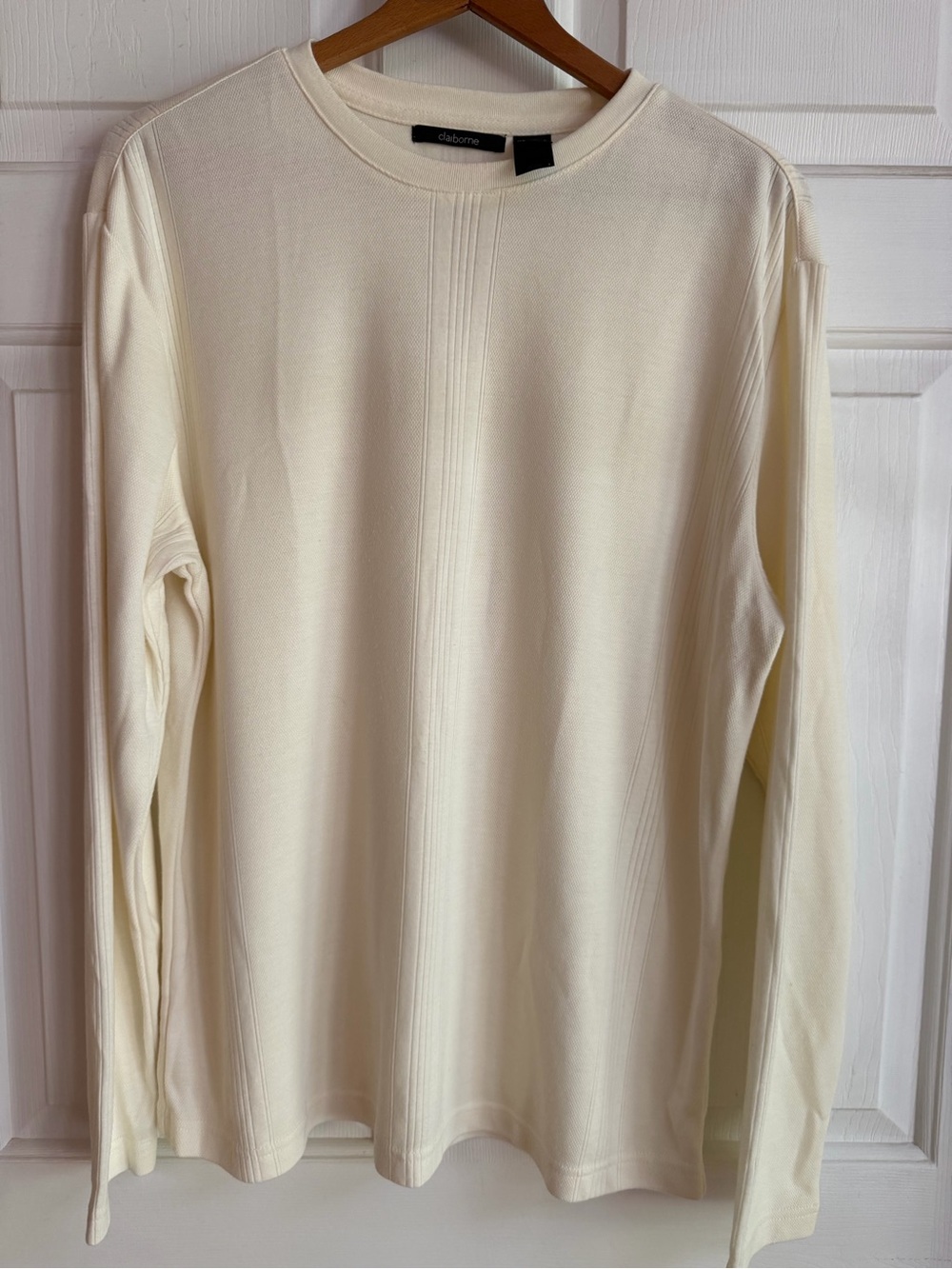 Claiborne Cream Crewneck Sweater - Subtle Rib Detail